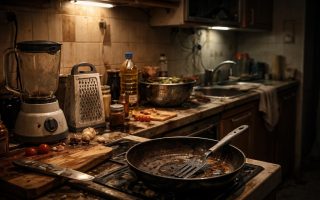 cuisine-moderne-desordre-materiaux-uses-ambiance-sombre