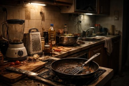 cuisine-moderne-desordre-materiaux-uses-ambiance-sombre