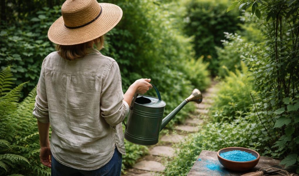 personne-arrosoir-jardin-luxuriant-poudre-bleue