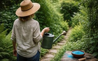 personne-arrosoir-jardin-luxuriant-poudre-bleue