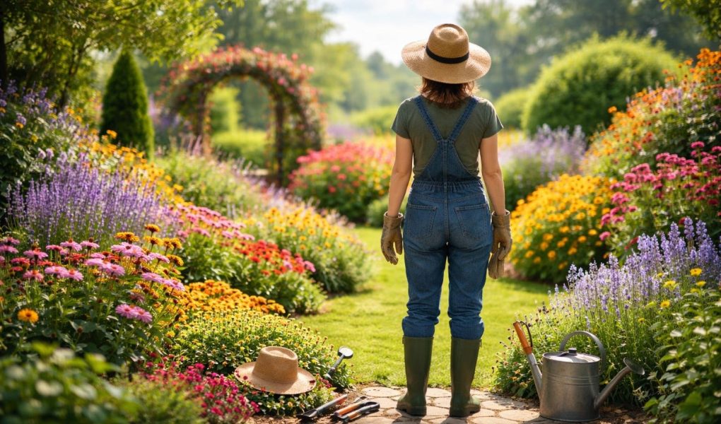 jardin-luxuriant-personne-jardinage-bleu