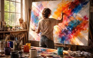 atelier-peinture-personne-toile-colorée
