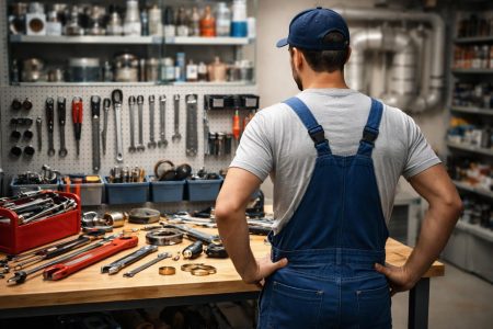 plombier-salopette-etabli-atelier-tuyaux