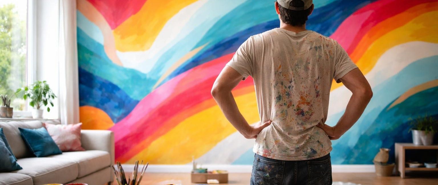 mur-salon-moderne-peinture-artiste