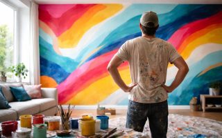 mur-salon-moderne-peinture-artiste