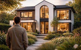 personne-observant-maison-jardin-verdoyant