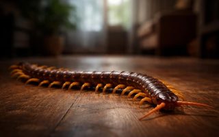 scolopendre-sol-bois-maison-eclairage